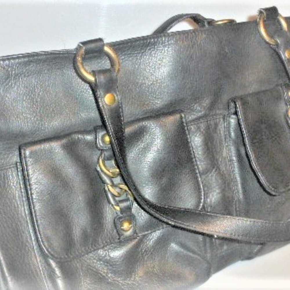 Wilson's LEATHER PURSE Vintage Leather Purse LARGE Handbag BIG BUCKLE